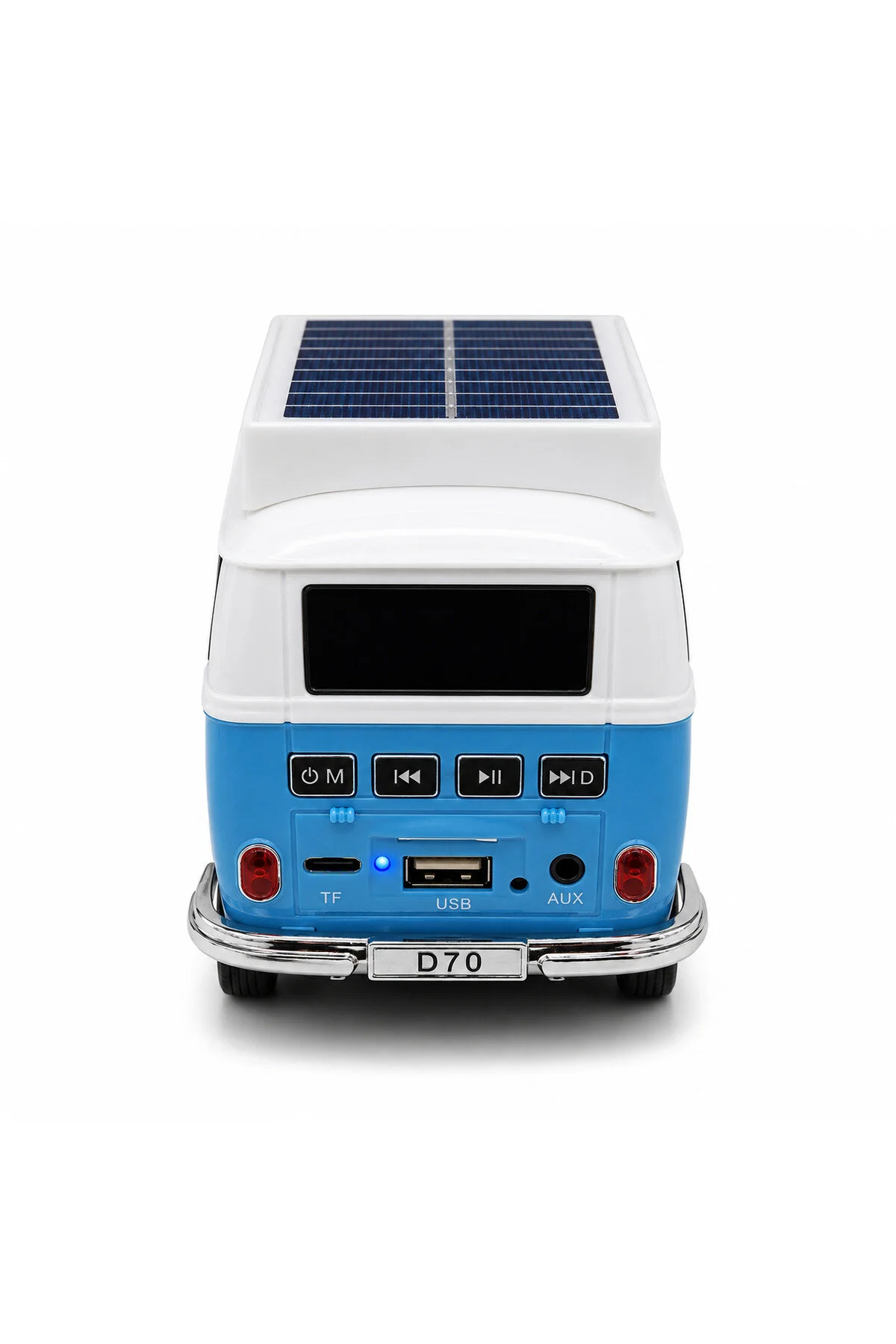 Güneş Enerjili Retro Minibüs Bluetooth Hoparlör Usb Tf Kart Destekli Dekoratif Müzik Kutusu Mavi