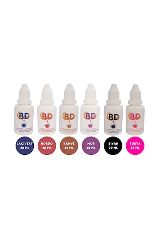 Bd 6'lı Sıvı Gıda Boyası Seti 20 Ml Lacivert, Bordo, Kahve, Mor, Siyah, Fuşya