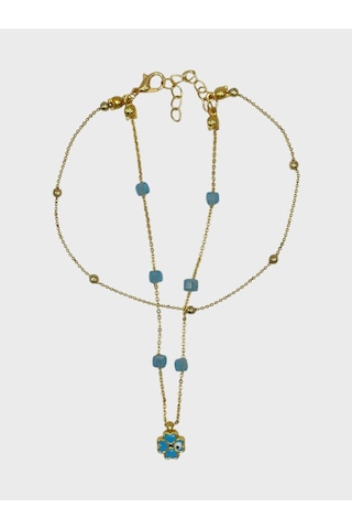 Arnes Jewelry Çelik Nazar Boncuklu Yoncalı Dorikalı Halhal Ar594nes Gold