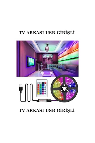 Şerit Iç Dış Mekan Silikonlu Kumandalı 16 Renk 5 Mt Rgb Çok Renkli