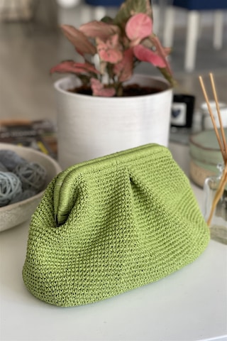 El Yapımı Açık Yeşil Renkli Pileli Örgü El Çantası Yeşil