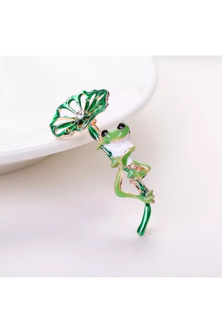 Villovatik Çatırtı Broşu Şemsiyeli Kurbağa 177097305 Altın Rengi
