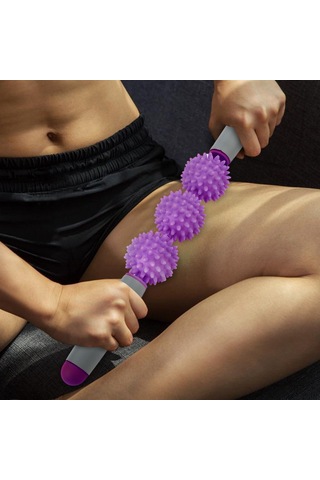 Tenfowee Mor 5 Tekerlekli İğne Toplu Derin Dokular Masaj Çubuğu - Kas Ağrısı Alınımı, Kan Akışını Artırma, Ev/spor Salonu Kullanıma Uygun Mor