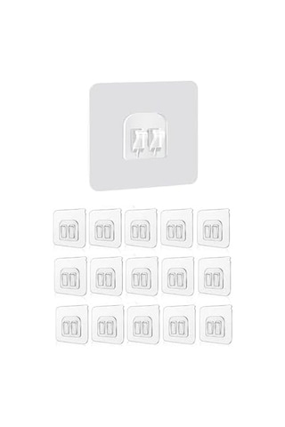 Smartizi 15'li Çiftli Banyo Köşe Rafı Yedek Sticker 60x60mm - 15 Parça Dev Avantaj Paketi Güçlü Kanca Seti