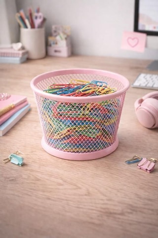 Nd-1021 Premium Metal Tel Kalemlik Pembe Ofis & Home Ofis Düzenleyici Pembe