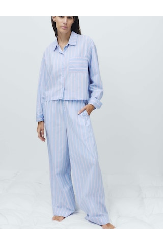 Marks & Spencer Çizgili Pijama Gömleği T37003707T Mavi
