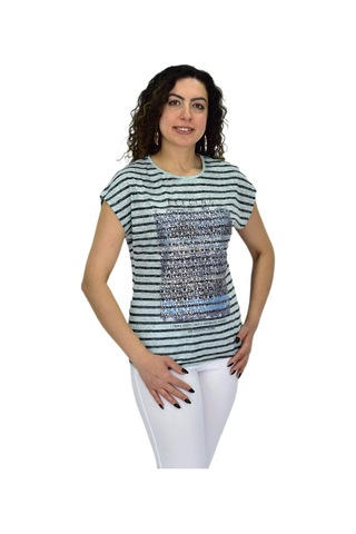 Kadın Kısa Kol Baskılı Bluz Bgl-st04707 Elma Yeşili