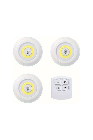 Beyaz Işık 3 Parça 6 Adet/3 Adet Akıllı Kablosuz Led Dolap Işıkları Cob Gece Lambası Uzaktan Kumanda İle - Gardırop, Mutfak Ve Daha Fazlası İçin Mükemmel