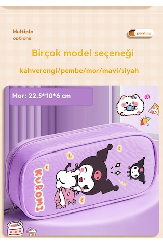 İlkokul Öğrencilerinin Labubu Çizgi Film Çift Katlı Basit Büyük Kapasiteli Kalem Kutusu Kahverengi
