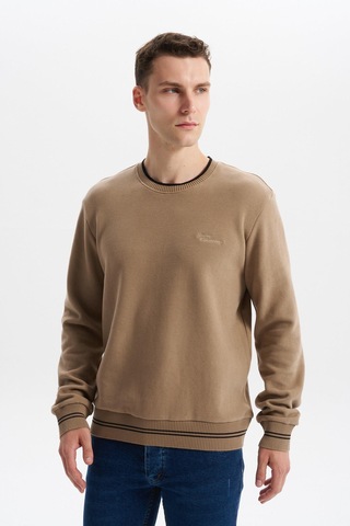 AR-MA Arma Erkek Regular Fit Örme Selanik Sweatshirt %65 Pamuk %35 Polyester, Karbon Fırçalı, Basic Bisiklet Yaka K30124698702 Füme - Gri