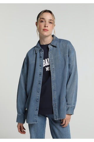 Colin's Colins Oversize Fit Klasik Yaka Düz Kadın Light İndigo Denim Uzun Kol Gömlek Cl1082783 Q1.v1 Dn45184