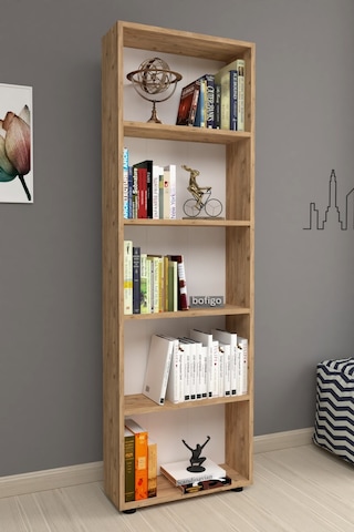 Bofigo Dekoratif 5 Raflı Kitaplık Modern Kitaplık Çınar Çam