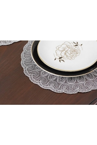 8 Kişilik Amerikan Servis Supla Ve Runner Seti Gri Renk 9 Parça S Bej