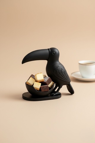 Oxyteez Kuş Figürlü Dekoratif Sunumluk Siyah Renk Reçine Tasarım Ev Ve Ofis Dekorasyonu