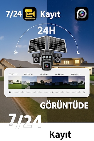 Dört Kameralı Çift Solar Panelli 4g Güvenlik Kamerası