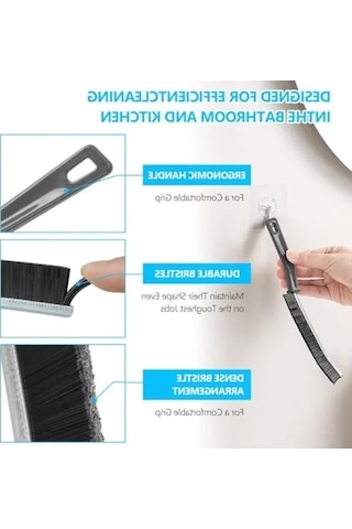 2 Adet Derz Temizleme Fırçası, İnce Boşluklar İçin Ergonomik Tasarım Açık Ahşap
