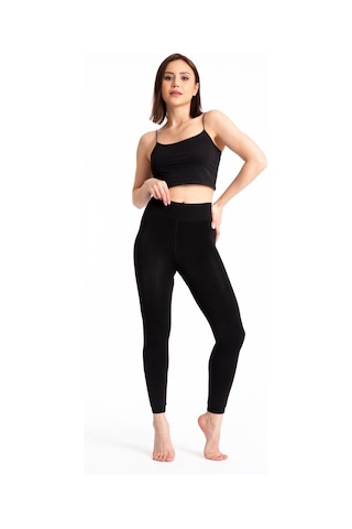 Kadın İçi Peluşlu Tayt Kışlık Termal İçlik Tayt Maxpera Tampap Siyah