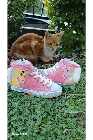Scarpe Magiche Pembe Simli Unicorn Bot 31-35 Numara Arası Işıksızdır Pembe Simli