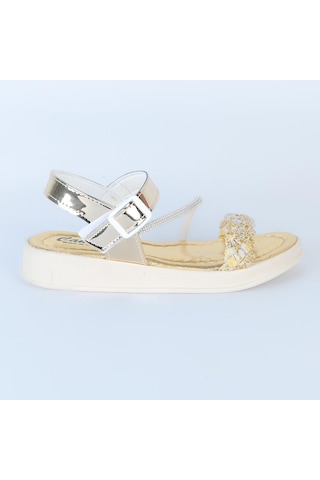 Poliva 4560 Düz Simli Kız Çocuk Sandalet Altın