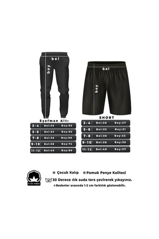 Çocuk 2'li Short & Eşofman Altı Siyah
