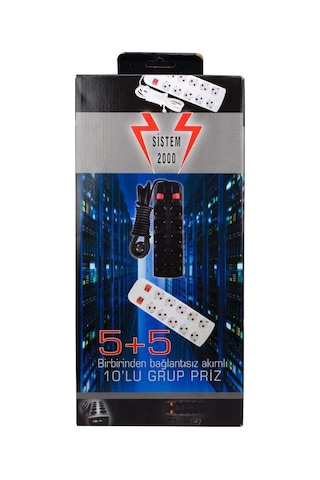 Sistem 10'lu Grup Priz 3 M  Siyah