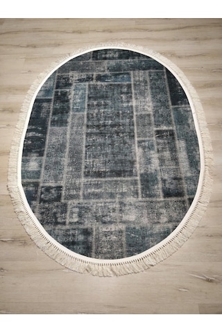 Yamalıhome Angel 1444-02 Patchwork Antrasit 120X180 Cm Saçaklı Ov