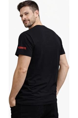 Butik İstanbul Erkek Türkiye Baskılı Tişört 2026 Dünya Kupası Taraftar Forma T-shirt - Siyah