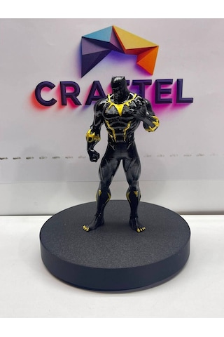 Black Panther Altın Detaylı Figür - Kara Panter Ayakta Duruş Pozu Biblo Marvel Avengers Masaüstü Dekoratif Obje Koleksiyonluk