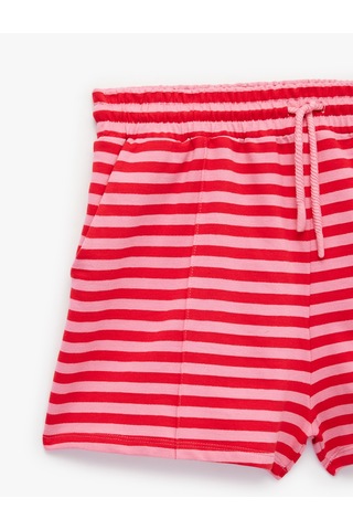 Koton Pamuklu Çizgili Normal Bel Mini Şort Pembe Çizgili 6sal40146ık