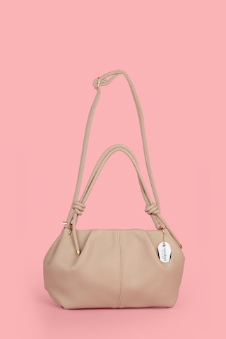 Westbag Kadın Büzgülü Dokulu Çanta Ve Mıknatıslı Cüzdan Seti Hediyelik Anneler Günü İkili Set Krem