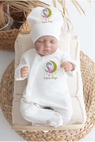 Bebewini %100 Pamuk Baskılı 11'li İsimli Hastane Çıkışı M17 Ekru