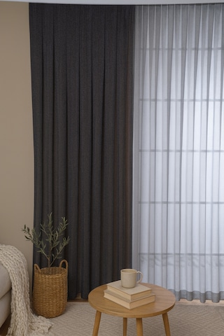 Modern Doğal Kumlama Efektli Kalın Tül Perde Salon Oturma Odası Yatak Odası Antre Gri