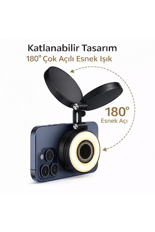 Manyetik Mini Led Telefon Işığı Magsafe Uyumlu Selfie & Video Çekim Işığı Katlanabilir Vlog Işığı