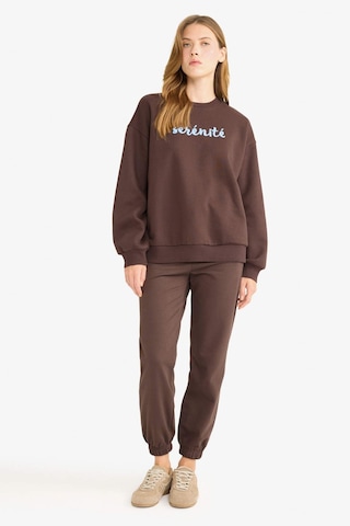 Defacto Oversize Geniş Kalıp Bisiklet Yaka Baskılı Sweatshirt G1823ax25wnbn267 Kahve