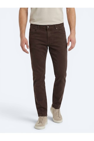 Kip Kahverengi Dokuma Slim Fit Spor Pamuk Karışımlı Pantolon
