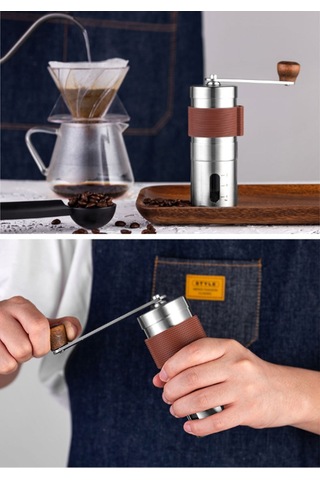 Xiyyadms El Değirmeni Kahve Öğütücü - Paslanmaz Çelik Gövde, Ahşap Tutacak, Ayarlanabilir Seramik Bıçak, Kamp Ve Ev Kullanımı İçin