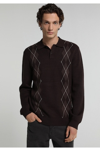 Colin's Colins Regular Fit Polo Yaka Jakarlı Erkek Kahverengi Kazak Cl1083981 Q1.v1 Brw