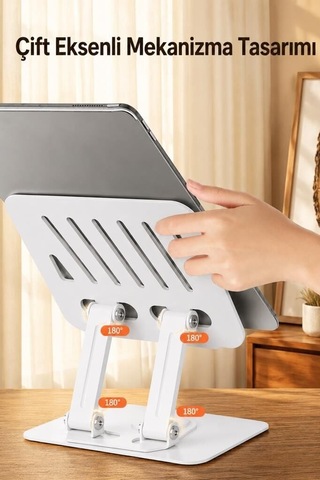 Özel Üretim Konfor Destek Ergonomik Katlanabilir Masaüstü Telefon Tablet Tutucu Jx045 Beyaz Diğer
