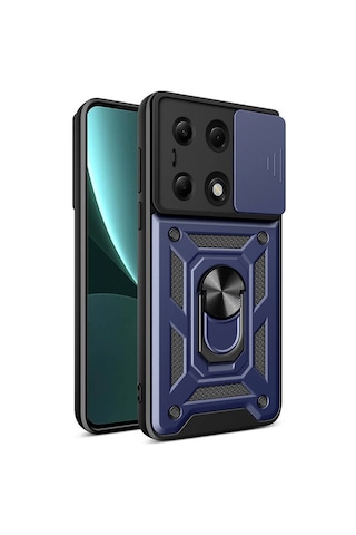 Teleplus Xiaomi Redmi Note 13 Pro 4g Kılıf Magnetik Standlı Kamera Korumalı Slide Sürgülü Cover Kapak