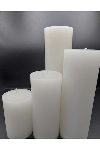 Soya Parafinli Beyaz Çap:7 Cm Boy:10-15-20-25 Cm Silindir Blok Mum 460-470 Saat Yanma Süreli Beyaz Beyaz