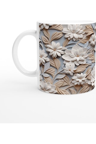 Zarif Zindelik Relax Çiçek Desenli Kupa Bardak Karışık Renkli