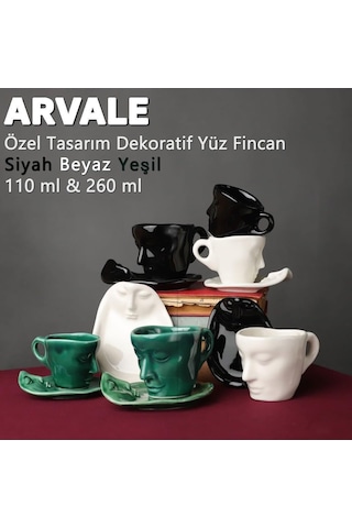 İskandinav Yüz Şekilli Fincan Takımı Kupa Kahve Fincan Takımı Hediyelik 1 Set 110 Ml Porselen Diğer
