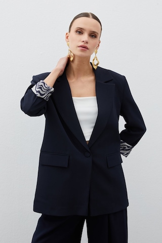 Sateen Zebra Astarlı Uzun Ceket - Lacivert
