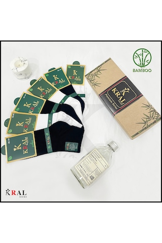Kral Socks Erkek Çorap 6 Çift Dikişsiz Yazlık Bambu Kısa Patik Kutulu Set