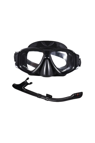 Neevoyu Yetişkinler İçin Tam Kurutucu Sörf Seti - Anti-bulutlu Camlı Maske Ve Silikon Kayışlı Tüp, Siyah Siyah