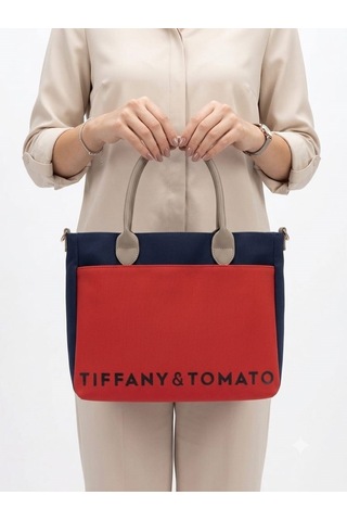 Tiffany & Tomato Tiffany Tomato Kadın El & Omuz Çantası Fermuarlı Astarlı Ve İç Bölmeli Lacivert