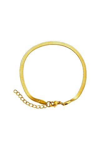 Kadın 316 L Kararmaz Ve Paslanmaz Çelik Anti Alerjenik Gold Renk İtalyan Zincir Bileklik - Sarı