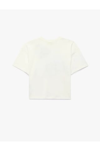 Koton Lisanslı Stitch Baskılı Ekru Kız Çocuk T-shirt 6skg10180ak Ekru