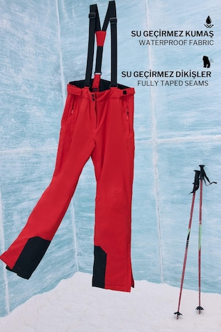 Defacto Regular Fit Fermuarlı Su Geçirmez Kayak Pantolonu D0011ax25wnrd296 Kırmızı-rd296