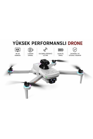 Gd12 Drone Ekranlı Kumanda Sabit Uçuş Fırçasız Motor Tek Tuş İniş Kalkış Başsız Mod 360 Derece Engel Algılama Wifi Cam